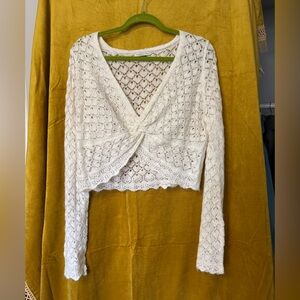 American Eagle Outfitters White Knit Crop Top